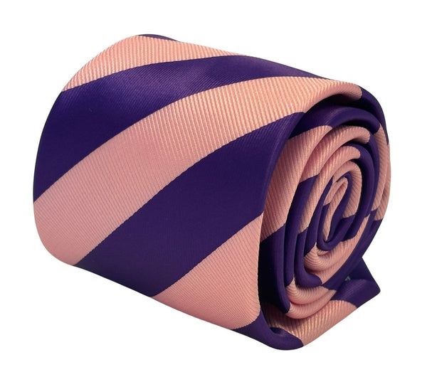pale baby pink and cadbury purple club striped tie