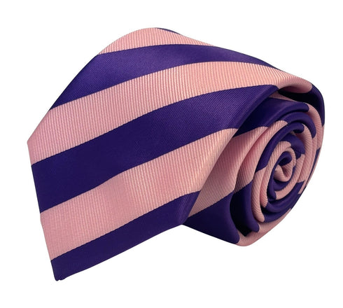 pale baby pink and cadbury purple club striped tie