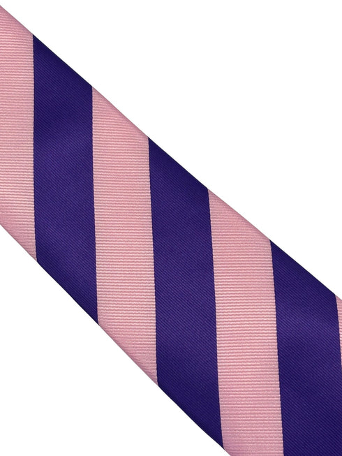 pale baby pink and cadbury purple club striped tie