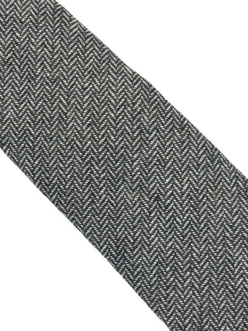 dark grey and cream wool tie with a herringbone design