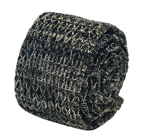 black and white speckled knitted tie
