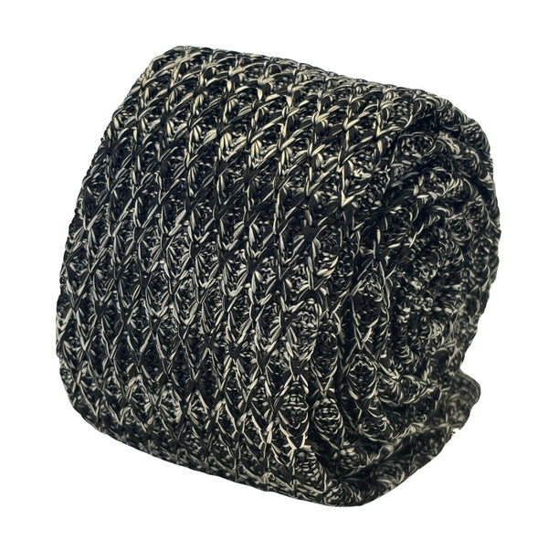 black and white speckled knitted tie