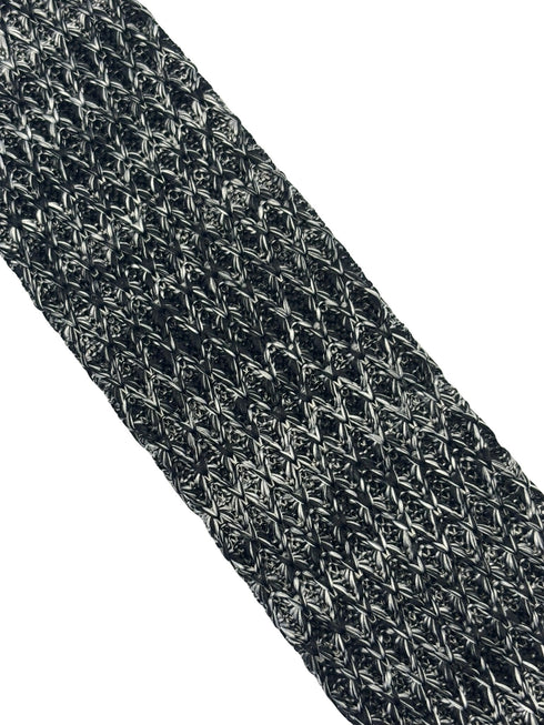 black and white speckled knitted tie