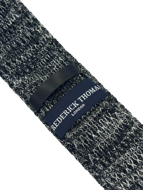 black and white speckled knitted tie