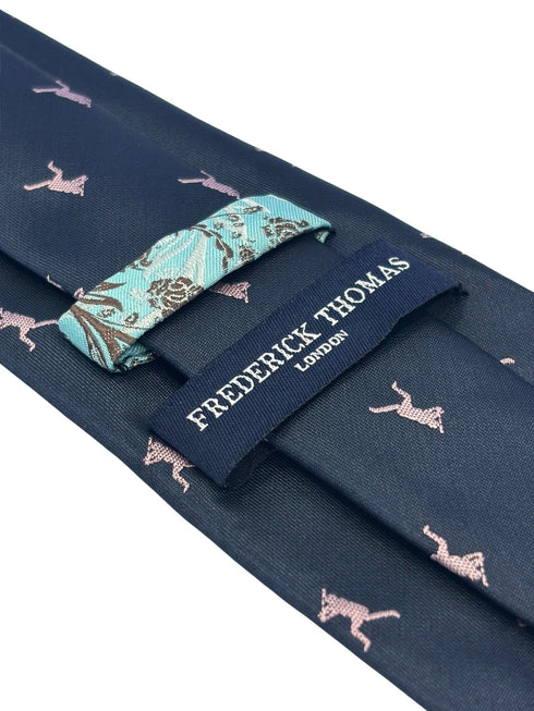 navy dark blue tie with pale pink baseball pitcher silhouette
