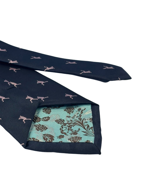 navy dark blue tie with pale pink baseball pitcher silhouette