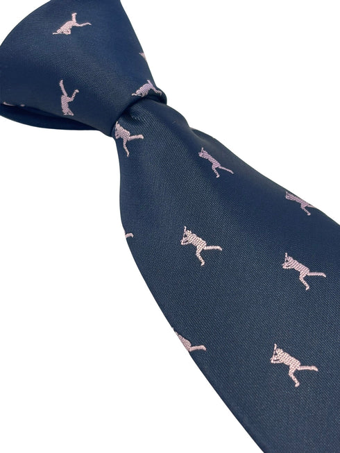 navy dark blue tie with pale pink baseball pitcher silhouette