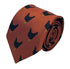 copper burnt orange tie with chicken rooster embroidered design