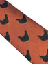 copper burnt orange tie with chicken rooster embroidered design