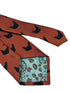 copper burnt orange tie with chicken rooster embroidered design