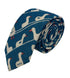 cobalt medium blue linen tie with white goose duck design