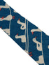 cobalt medium blue linen tie with white goose duck design