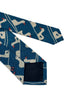 cobalt medium blue linen tie with white goose duck design