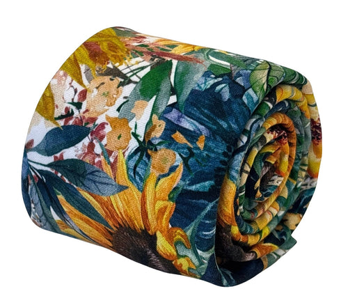 yellow sunflower design cotton tie