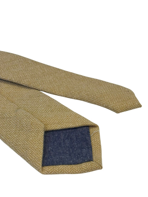 honey gold yellow wool tie with a herringbone design