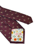 maroon red burgundy tie with bumblebee design