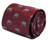 maroon red burgundy tie with grey African elephant design