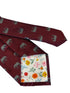 maroon red burgundy tie with grey African elephant design