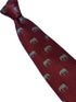 maroon red burgundy tie with grey African elephant design