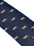 navy dark blue tie with pointer, hunting, hound, gun dog design