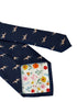 navy dark blue tie with pointer, hunting, hound, gun dog design