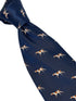 navy dark blue tie with pointer, hunting, hound, gun dog design