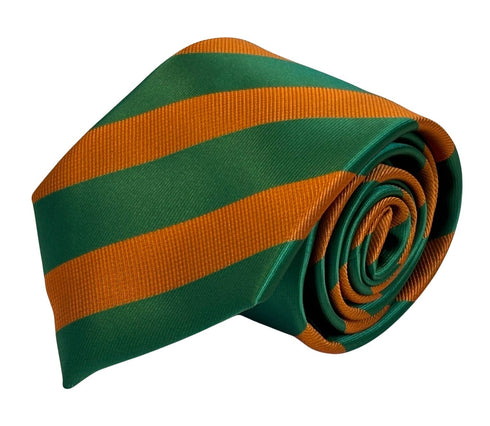 orange and green barber stripe  design tie