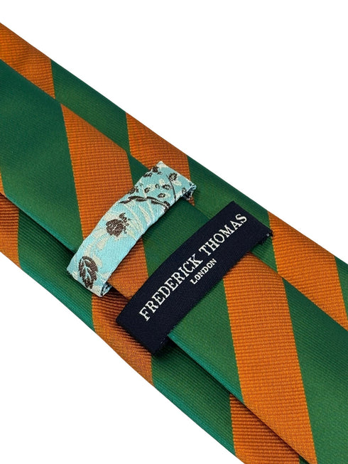 orange and green barber stripe  design tie
