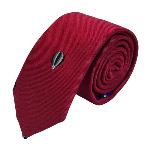 red tie with hot air balloon design