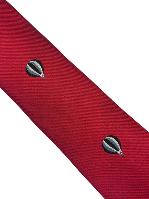 red tie with hot air balloon design