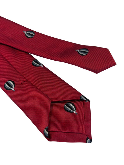 red tie with hot air balloon design
