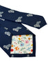 navy dark blue tie with Old english sheepdog dulux dog design