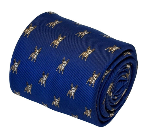 royal blue tie with french Bulldog design
