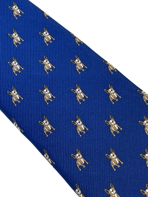 royal blue tie with french Bulldog design