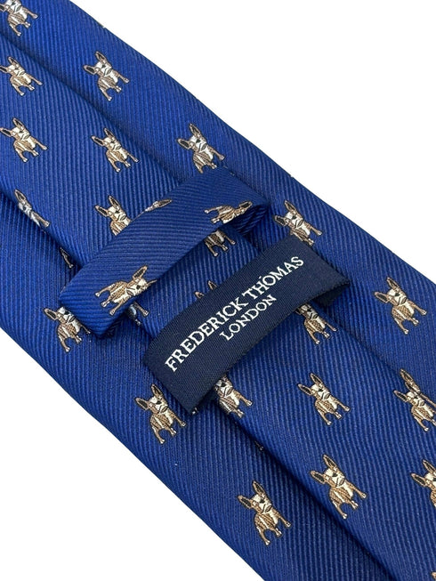 royal blue tie with french Bulldog design