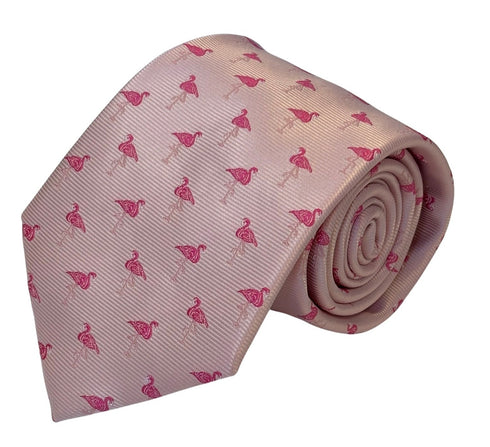 light baby pink tie with flamingo design