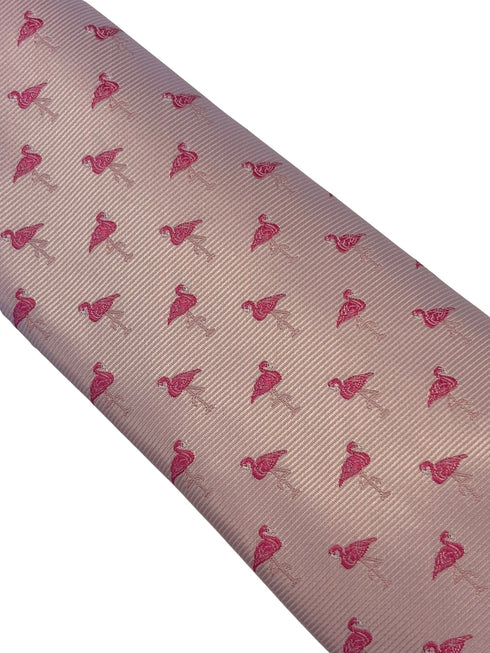 light baby pink tie with flamingo design