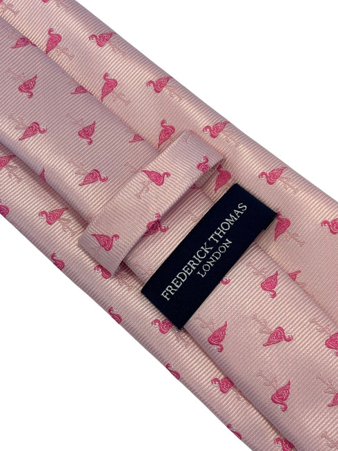 light baby pink tie with flamingo design