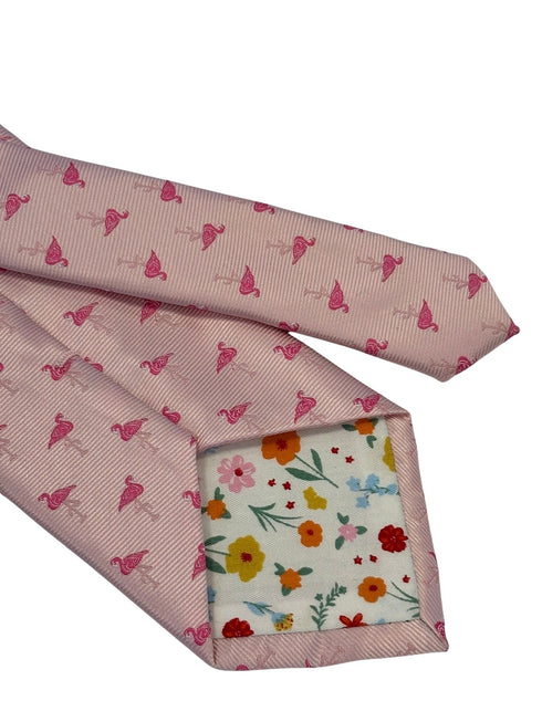 light baby pink tie with flamingo design
