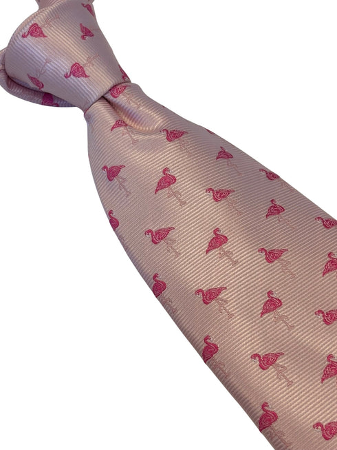 light baby pink tie with flamingo design