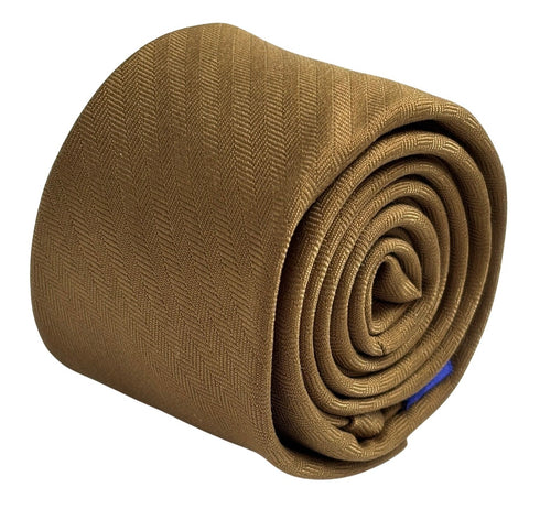 golden brown herringbone cotton tie