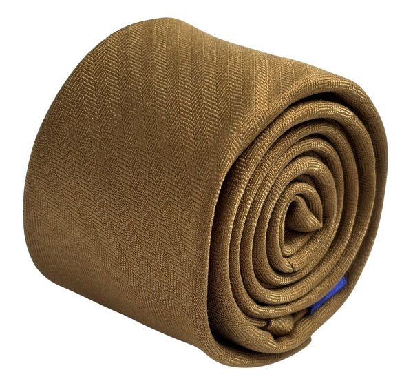 golden brown herringbone cotton tie