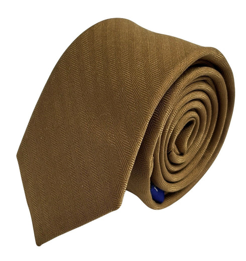 golden brown herringbone cotton tie