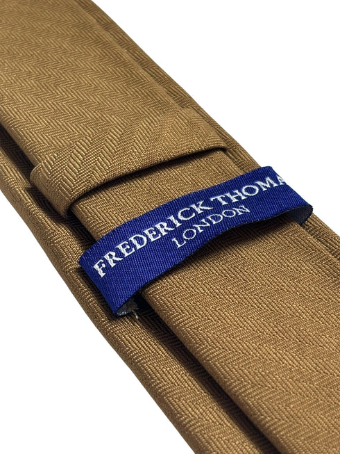 golden brown herringbone cotton tie