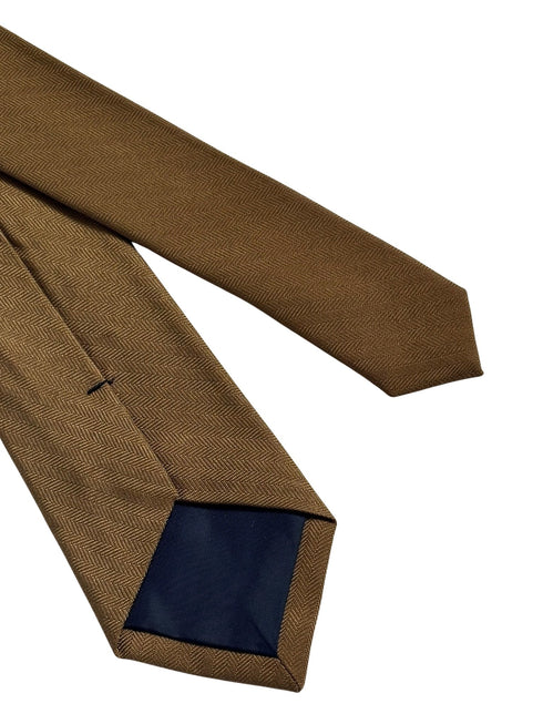 golden brown herringbone cotton tie
