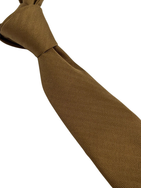 golden brown herringbone cotton tie