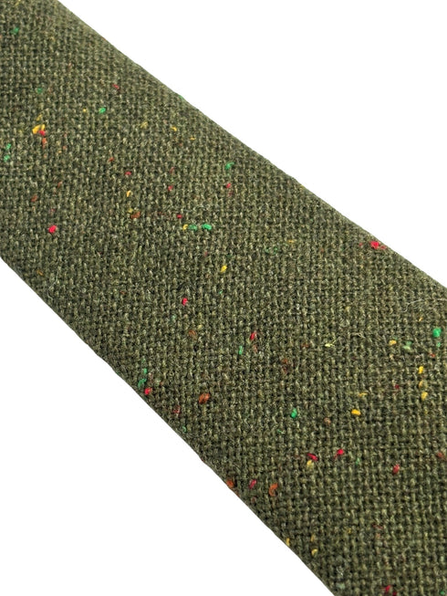 speckled dark khaki green wool tie