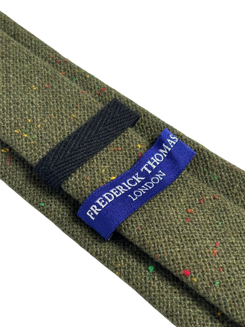 speckled dark khaki green wool tie