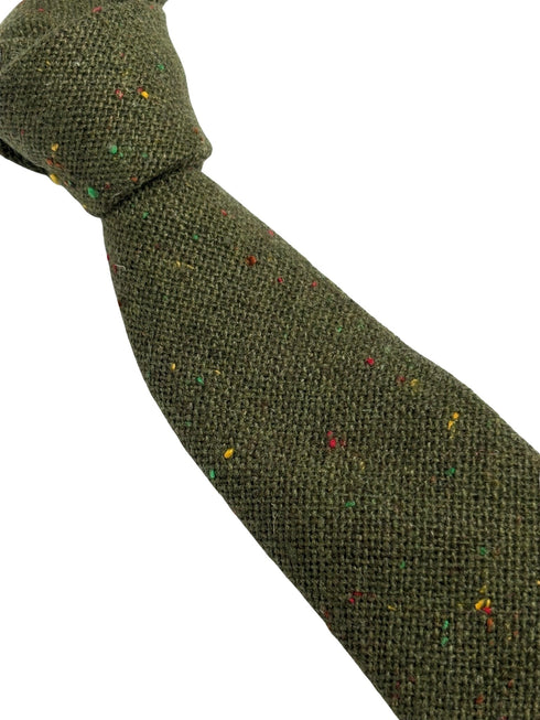 speckled dark khaki green wool tie