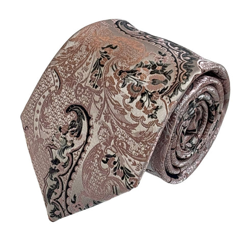 pale pink paisley tie with silver grey details